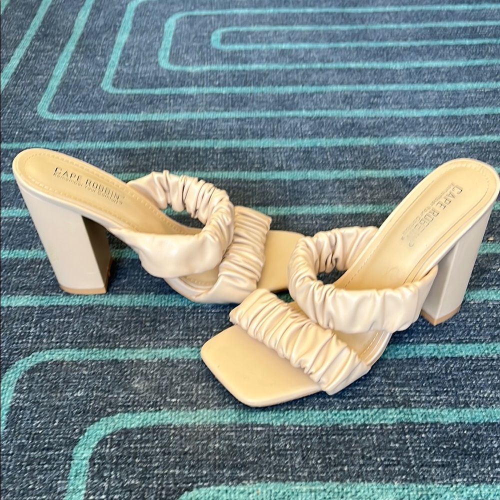 Cape Robbin Cream Ruched Sandals